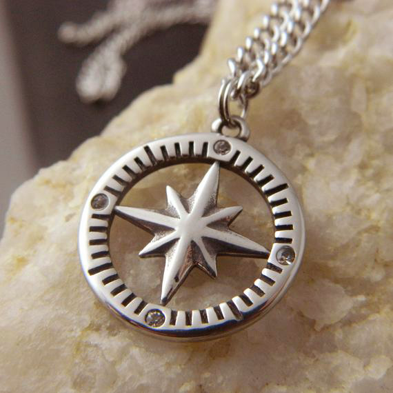 Stainless Steel Compass Necklace